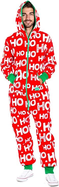 red onsie with ho ho written all over it