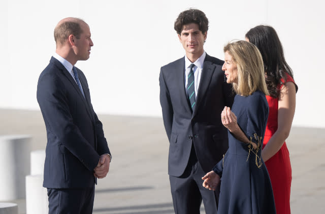 Prince William, Prince of Wales, Jack Schlossberg, Tatiana Schlossberg and Caroline Kennedy visit the John F. Kennedy Presidential Library and Museum on December 02, 2022 in Boston, Massachusetts.