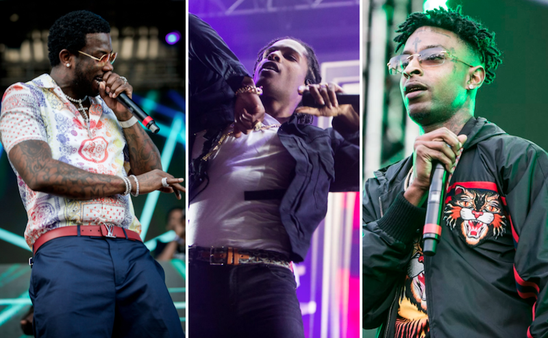 Gucci Mane, ASAP Rocky, 21 Savage, photos by Cat Miller (left) and Philip Cosores (center, right)