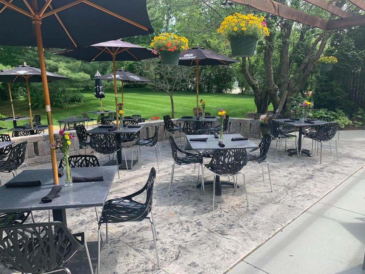 A view of the outdoor patio at Sandra's On The Park in Hales Corners.