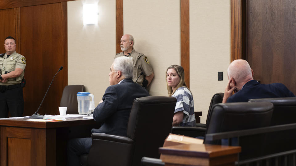 Jodi Hildebrandt attends a hearing Wednesday, Dec. 27, 2023, in St. George, Utah. Hildebrandt, a Utah mental health counselor who had been arrested alongside parenting advice blogger Ruby Franke, pleaded guilty to four counts of aggravated child abuse for her role in physically and emotionally abusing Franke's children. (Sheldon Demke/St. George News via AP, Pool)