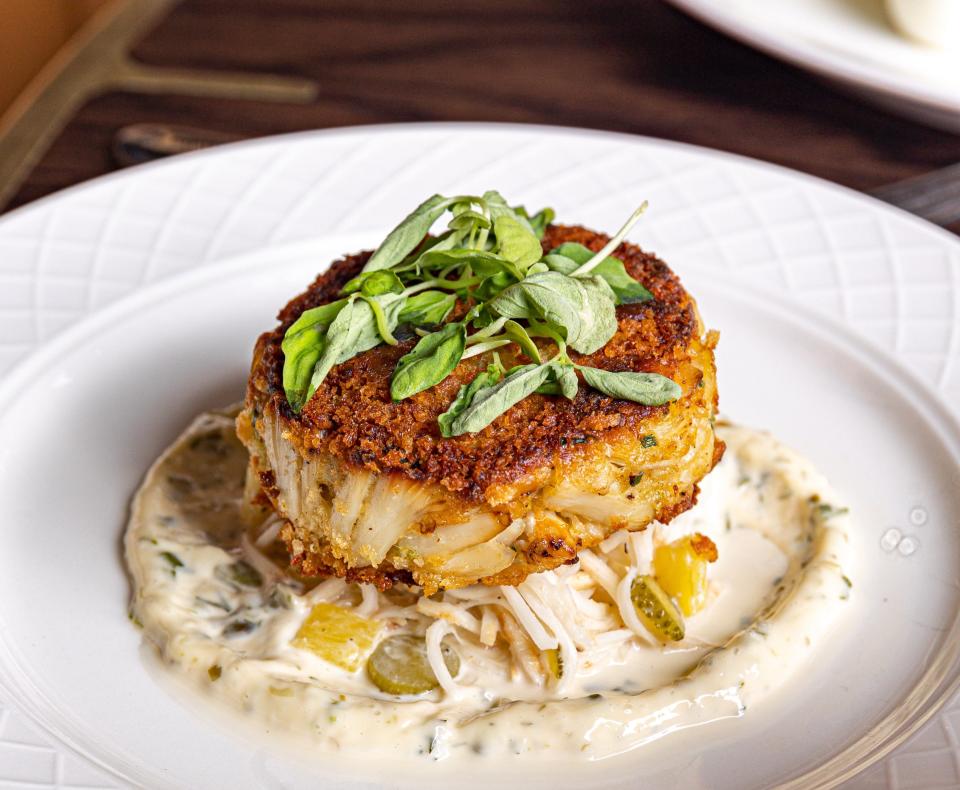 The Jonah crab cake is on the menu at Harry's restaurant in downtown West Palm Beach.