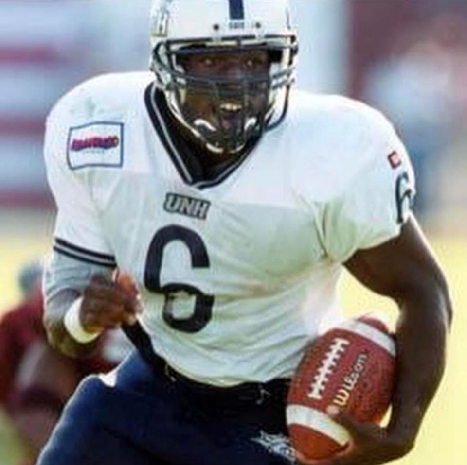 Stephan Lewis played four years for the University of New Hampshire football team from 1999-2002, and was inducted into the school's athletic Hall of Fame in 2012.