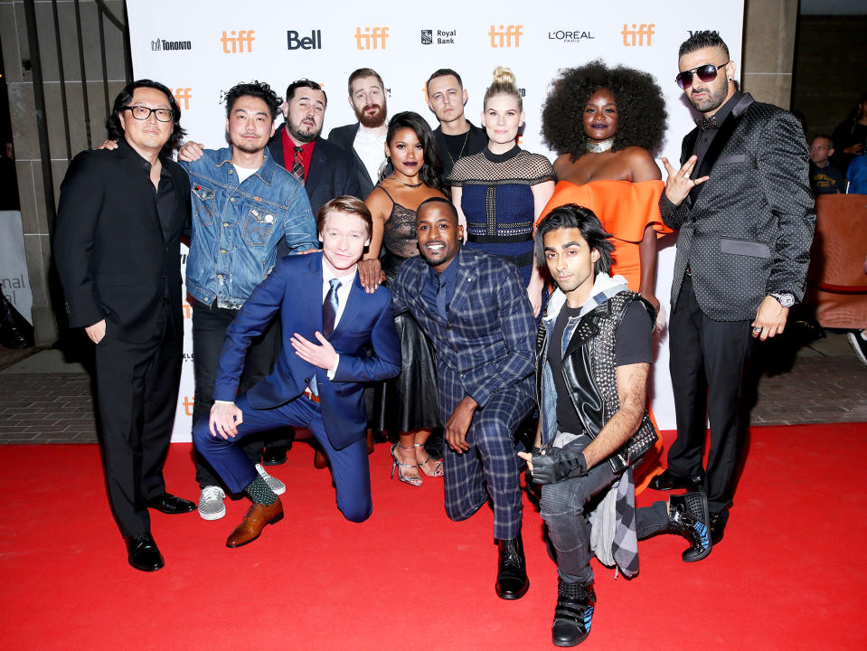 <p>Cast and crew of <a rel="nofollow noopener" href="http://variety.com/2017/film/reviews/toronto-film-review-bodied-1202551693/" target="_blank" data-ylk="slk:Bodied;elm:context_link;itc:0;sec:content-canvas" class="link "><i>Bodied</i></a> at the <a rel="nofollow" href="https://www.yahoo.com/movies/tagged/toronto-film-festival" data-ylk="slk:2017 Toronto International Film Festival;elm:context_link;itc:0;sec:content-canvas" class="link ">2017 Toronto International Film Festival</a>, on Sept. 7 (Photo: Phillip Faraone/Getty Images) </p>