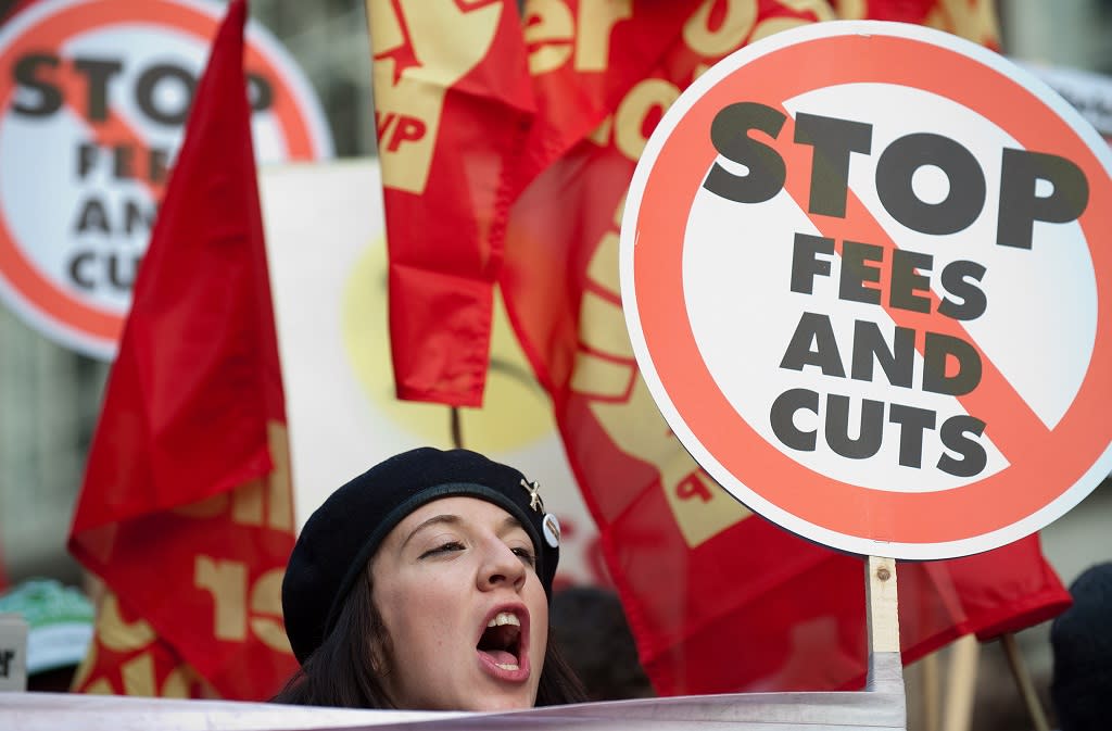 The Coalition Government's decision to triple tuition fees was met with angry protests from students: Getty Images