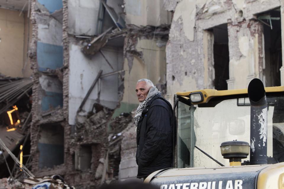 The damaged is seen after explosion at security building in Dakahlyia