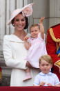 <p>Charlotte had already perfected the royal wave during her first time on the balcony at Trooping the Colour. (Getty Images)</p> 