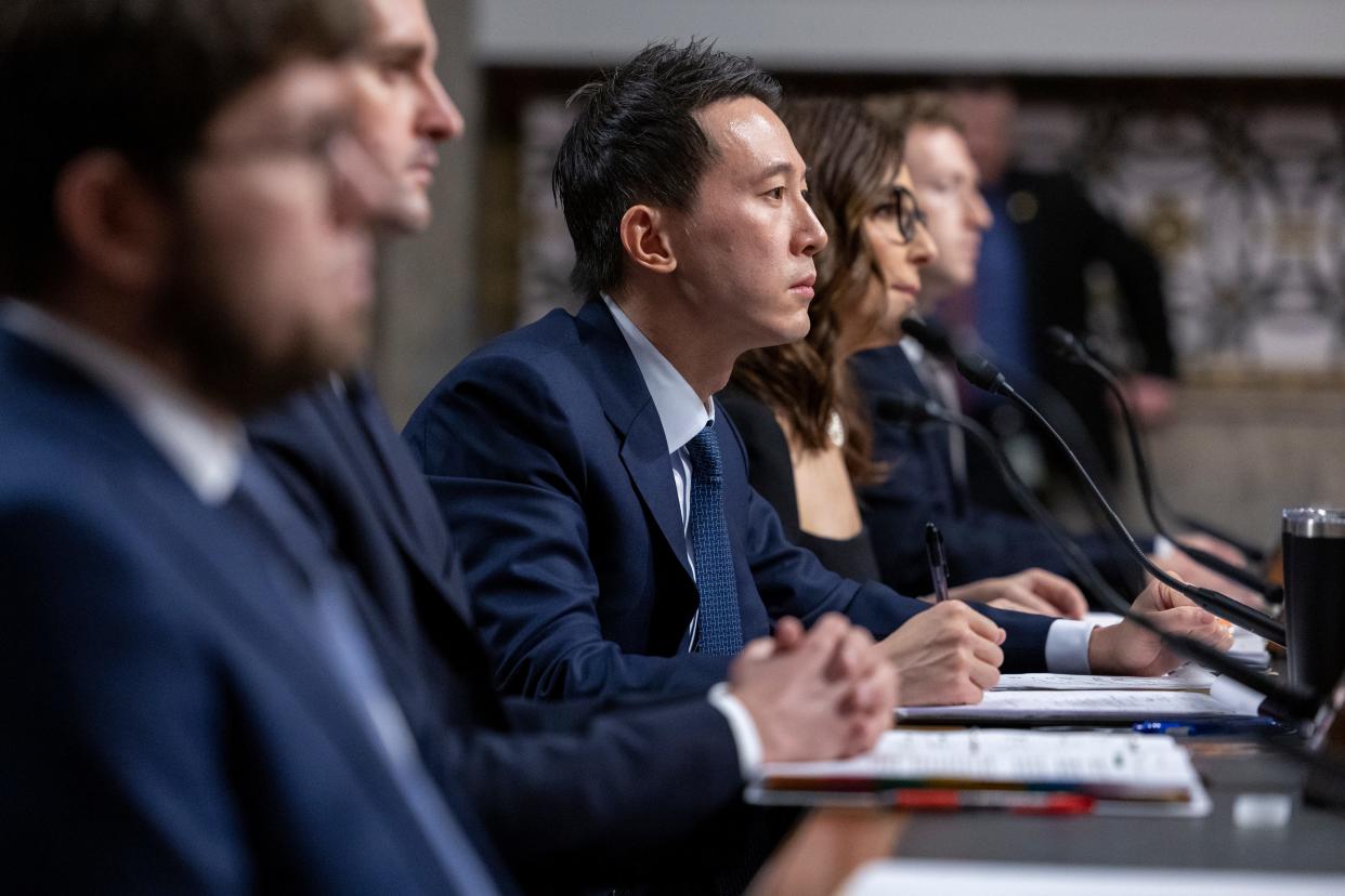 Shou Chew, CEO of TikTok, listens Jan. 31 during a Senate Judiciary Committee hearing about Big Tech and the Online Child Sexual Exploitation Crisis in Washington, D.C.