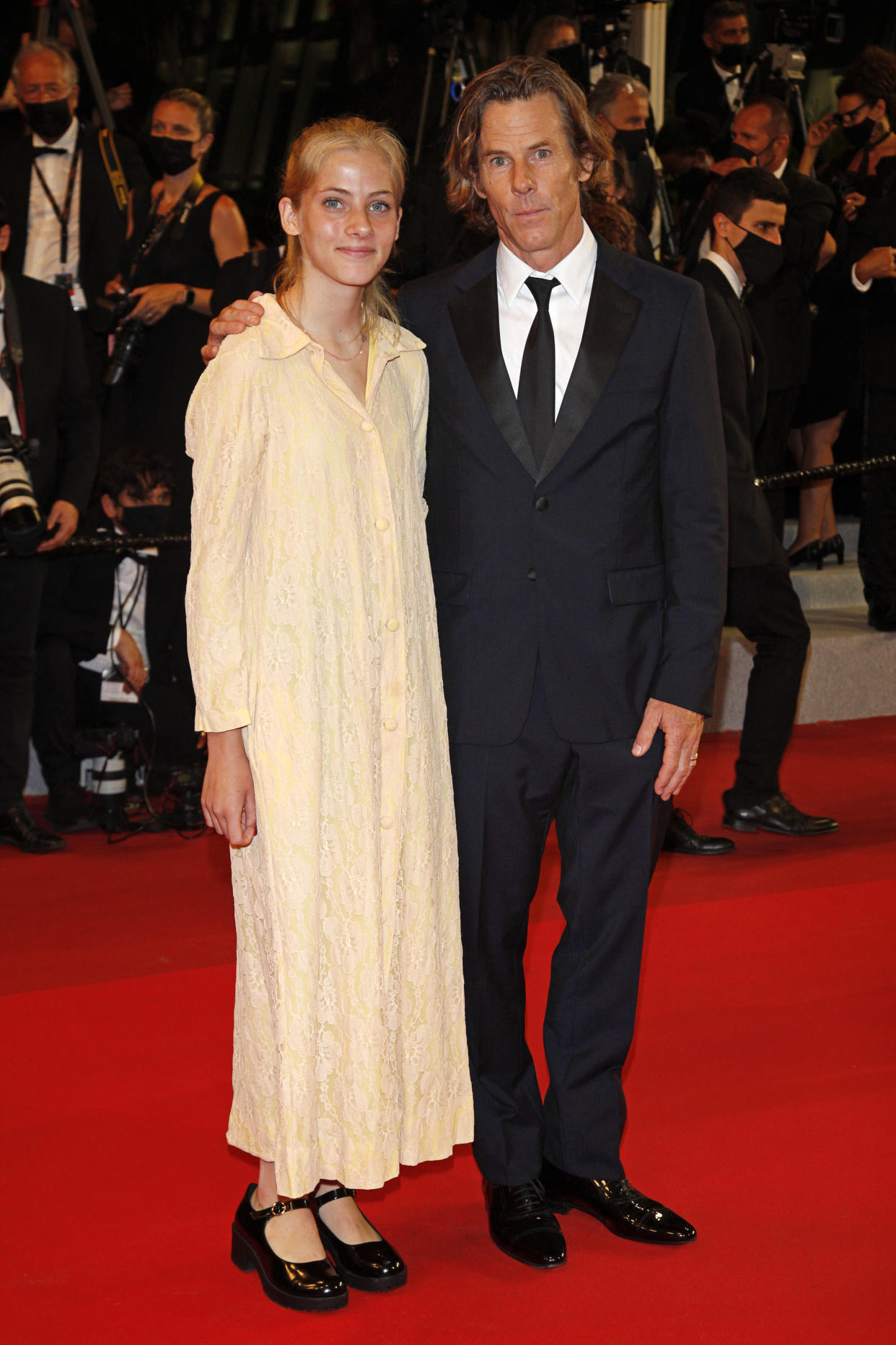 CANNES, FRANCE - JULY 10, 2021: Danny Moder and daughter Hazel Moder arrive at the premiere of 'Flag Day' during the 74th Cannes Film Festival held at the Palais des Festivals in Cannes, France. (Photo credit should read P. Lehman/Barcroft Media via Getty Images)