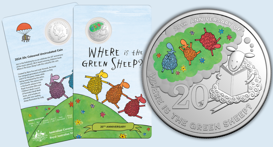 Green Sheep coin and card