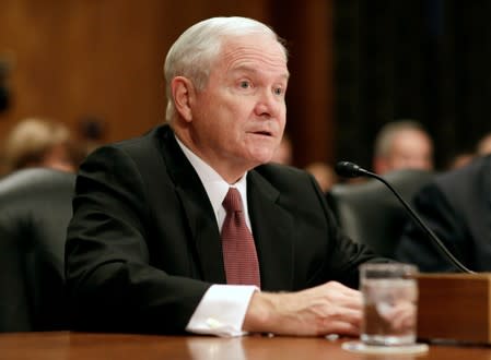 FILE PHOTO: Former Secretary of Defense Robert Gates testifies to support retired General John Kelly nomination to be Secretary of the Department of Homeland Security on Capitol Hill in Washington.