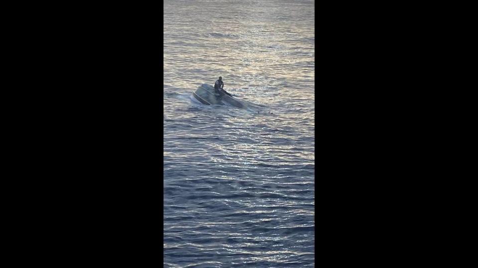 U.S. Coast Guard crews rescued a man on a capsized vessel approximately 45 miles east of Fort Pierce Inlet on the morning of Tuesday, Jan. 25. The man, authorities say, reportedly left Bimini, Bahamas, on Saturday night with 39 other people before encountering severe weather.