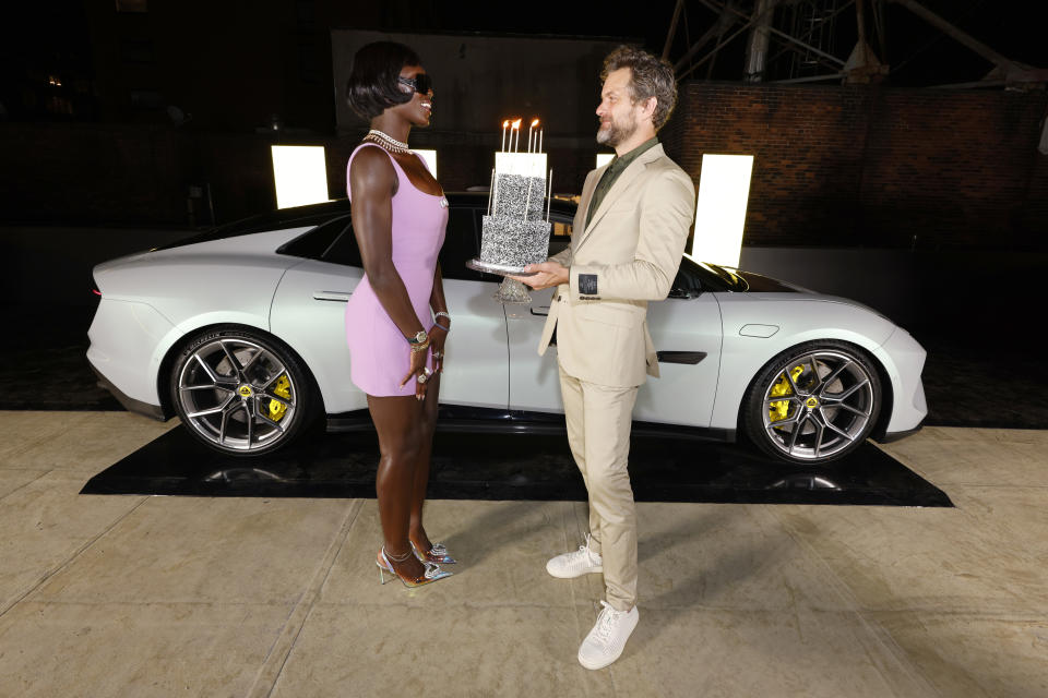 NEW YORK, NEW YORK – SEPTEMBER 07: Jodie Turner-Smith celebrates her birthday with husband Joshua Jackson at the unveiling of the new fully-electric Lotus Emeya on September 07, 2023 in New York City.