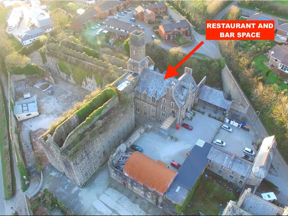 Skitched Aerial of Bodmin Jail Hotel (Restaurant Space)