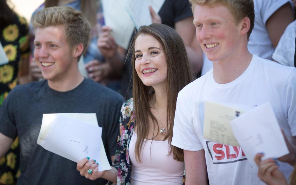 Students receive their GCSE results at Brighton College, Sussex