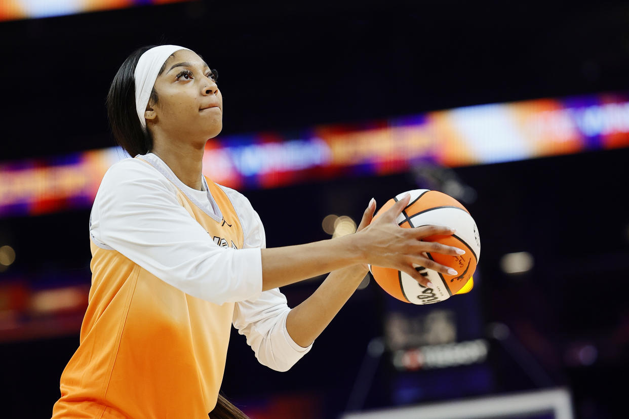 Chicago Sky rookie Angel Reese is the 10th player announced for the upcoming professional three-on-three league Unrivaled. (Photo by Alex Slitz/Getty Images)