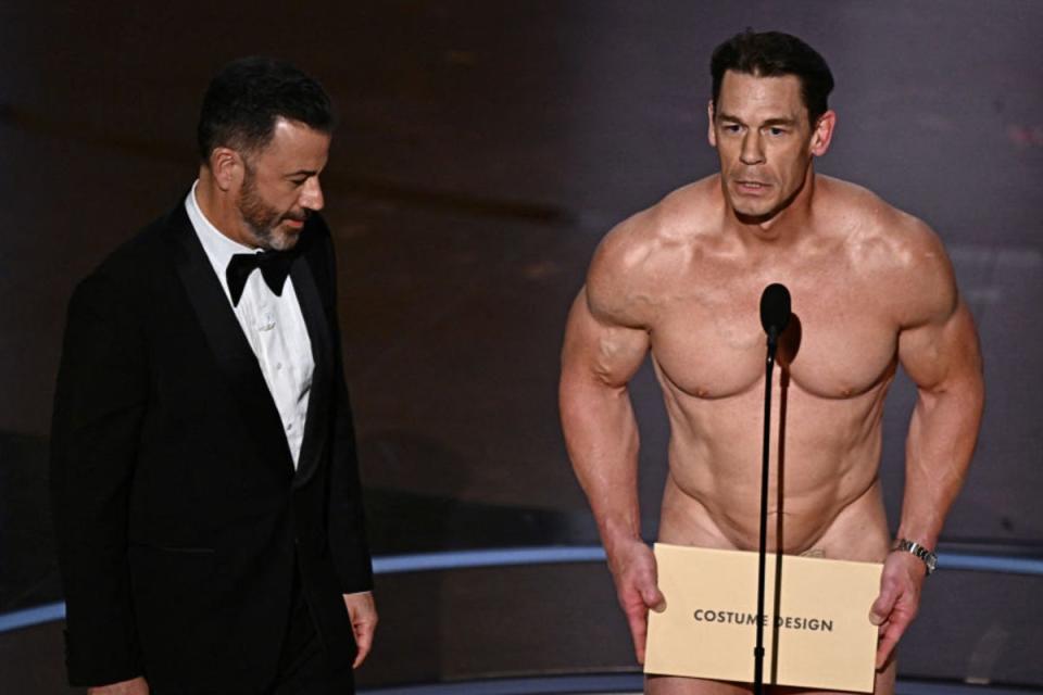 Kimmel with a naked John Cena during the Oscars (Getty Images)