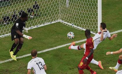 Germany&#39;s Miroslav Klose was just able to get his foot on the match's game-tying goal. (AP)