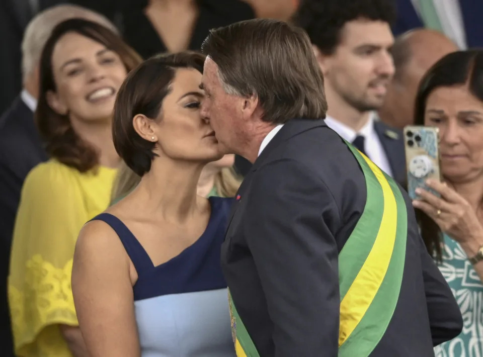 Bolsonaro e Michelle tiveram discussão durante desfile de 7 de setembro (EVARISTO SA/AFP via Getty Images)