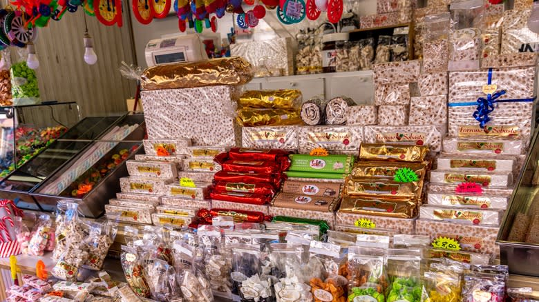 market display of nougat on sale