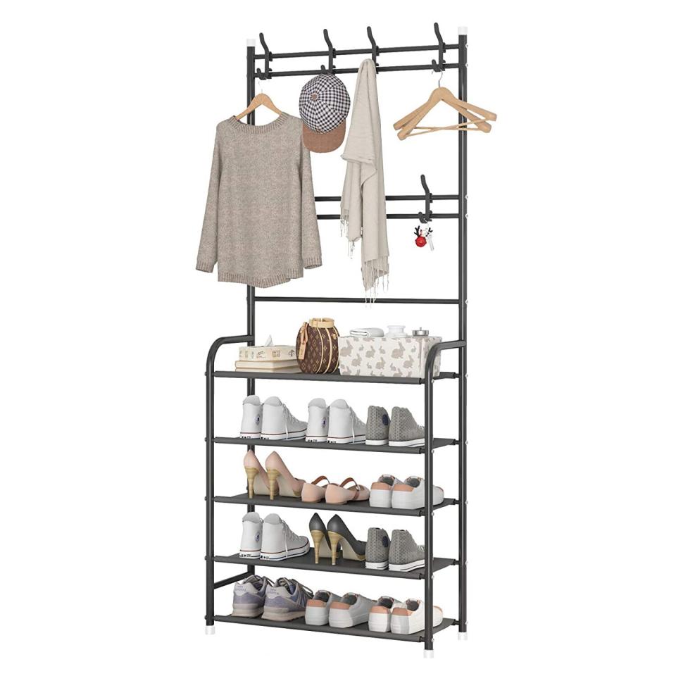 UDEAR Entryway Coat Rack,Large Storage Space, with 5-Tier Shoes Storage Shelf