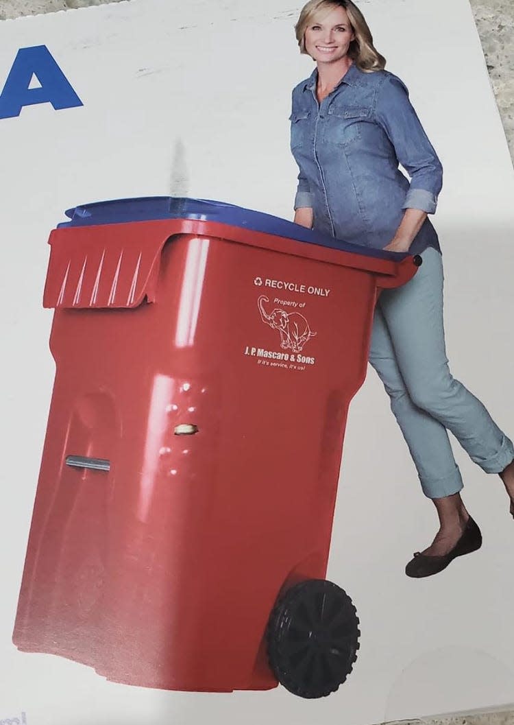 A pic of the new recycling carts to be distributed to J.P. Mascaro customers in Bristol Borough. It's shiny, portable and really big. Which is the problem for some residents who have narrow alleys and gates.