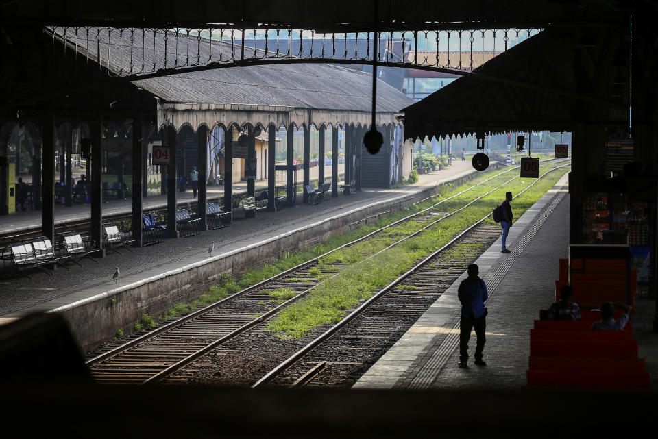 An almost empty railway station is seen during one day strike in Colombo, Sri Lanka, Wednesday, March 15, 2023. Sri Lanka's health, railway, port and other state workers are on a day-long strike Wednesday to protest against sharp increases in income taxes and electricity charges, as the island nation awaits approval of an International Monetary Fund package to aid its bankrupt economy. (AP Photo)