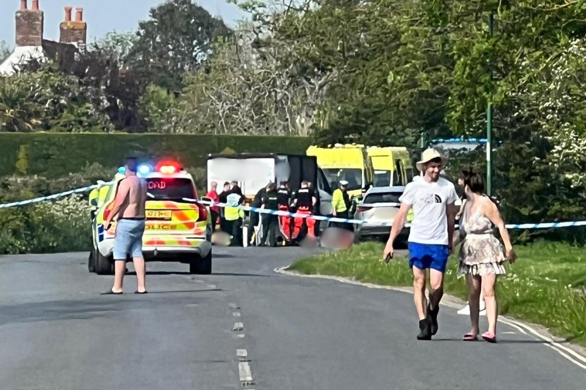 A man remains in hospital with serious injuries after being airlifted from the scene of a crash <i>(Image: Sussex News and Pictures)</i>