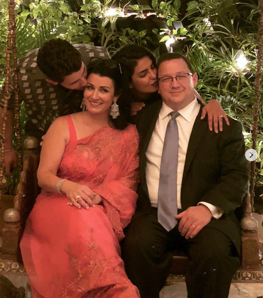 Nick Jonas and Priyanka Chopra with Denise and Kevin Jonas Sr.