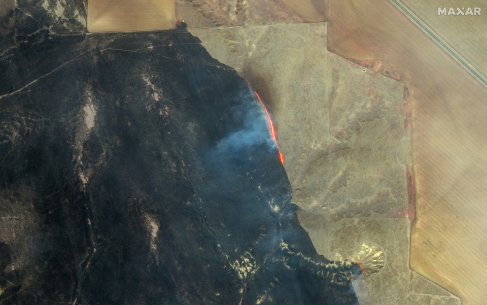 Maxar satellite imagery of Smokehouse Creek wildfire in Texas