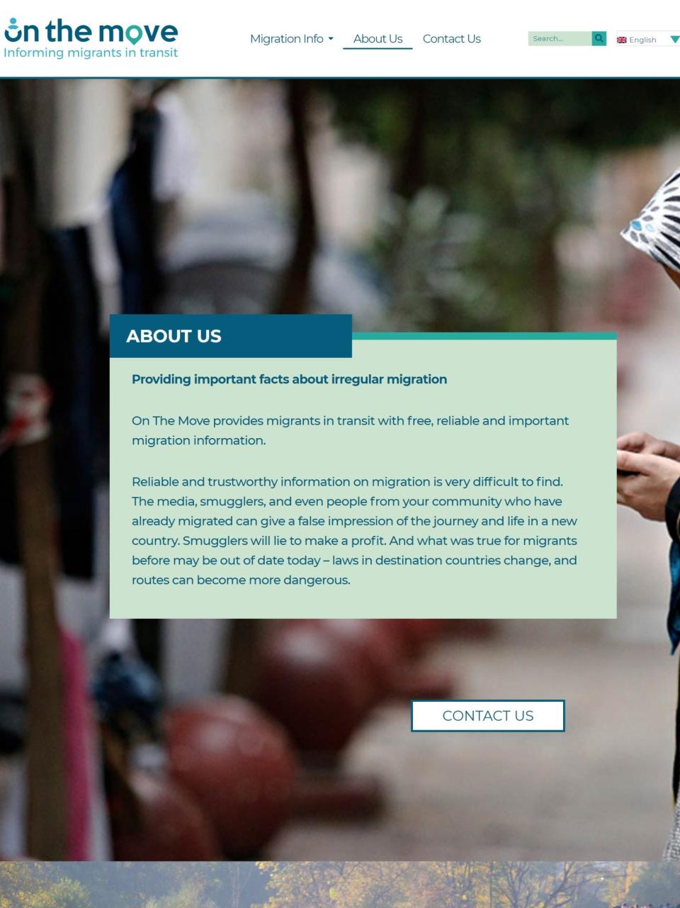 The ‘about us’ section of the Home Office’s ‘On The Move’ website (screengrab)