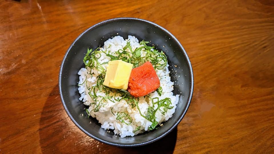 Mentaiko and butter with rice are the stuff of dreams! The best thing to keep you sated for the rest of the night.