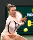 Mar 16, 2018; Indian Wells, CA, USA; Simona Halep (ROU) during her semifinal against Naomi Osaka (not pictured) in the BNP Paribas Open at the Indian Wells Tennis Garden. Mandatory Credit: Jayne Kamin-Oncea-USA TODAY Sports