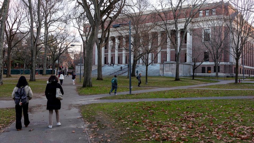 PHOTO: In this Dec. 13, 2023, file photo, Harvard Yard is shown on a winter evening during finals week, in Cambridge, Mass. (Andrew Lichtenstein/Corbis via Getty Images, FILE)