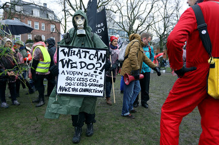 FILE PHOTO: People take part in a protest calling for urgent measures to combat climate change during a demonstration in central Amsterdam, Netherlands March 10, 2019. REUTERS/Eva Plevier/File Photo