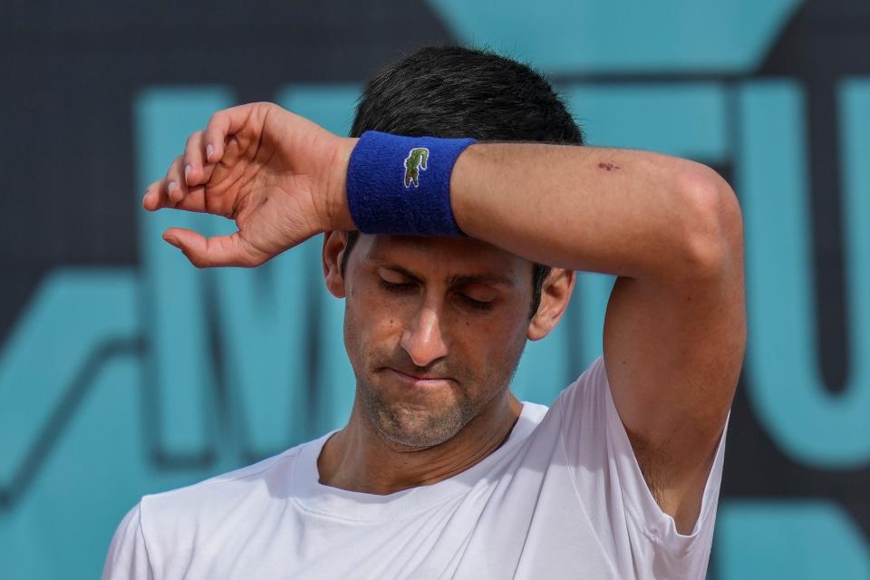 Novak Djokovic, of Serbia, is not vaccinated against COVID-19 so he was not allowed to play in the US Open in New York.