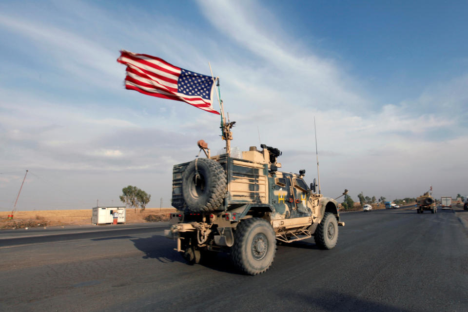 A convoy of U.S. vehicles is seen after withdrawing from northern Syria, in Erbil, Iraq October 21, 2019. (Photo: Azad Lashkari/Reuters)