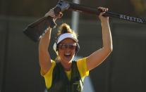 Shooting - Gold Coast 2018 Commonwealth Games - Women’s Trap - Finals - Belmont Shooting Centre - Brisbane, Australia - April 13, 2018. Laetisha Scanlan of Australia celebrates. REUTERS/Eddie Safarik