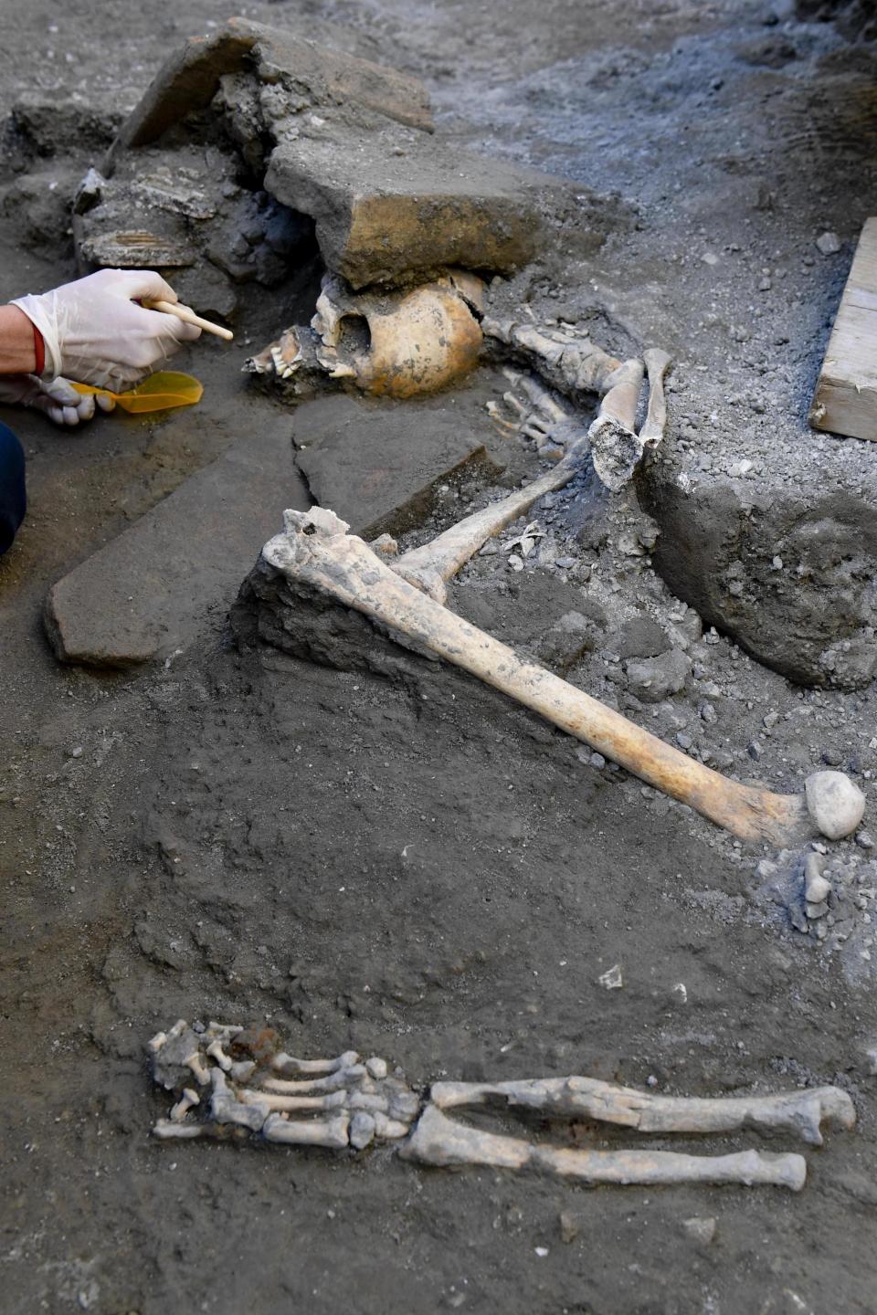 The skeletons are intact despite previous looting at the site (AP)_