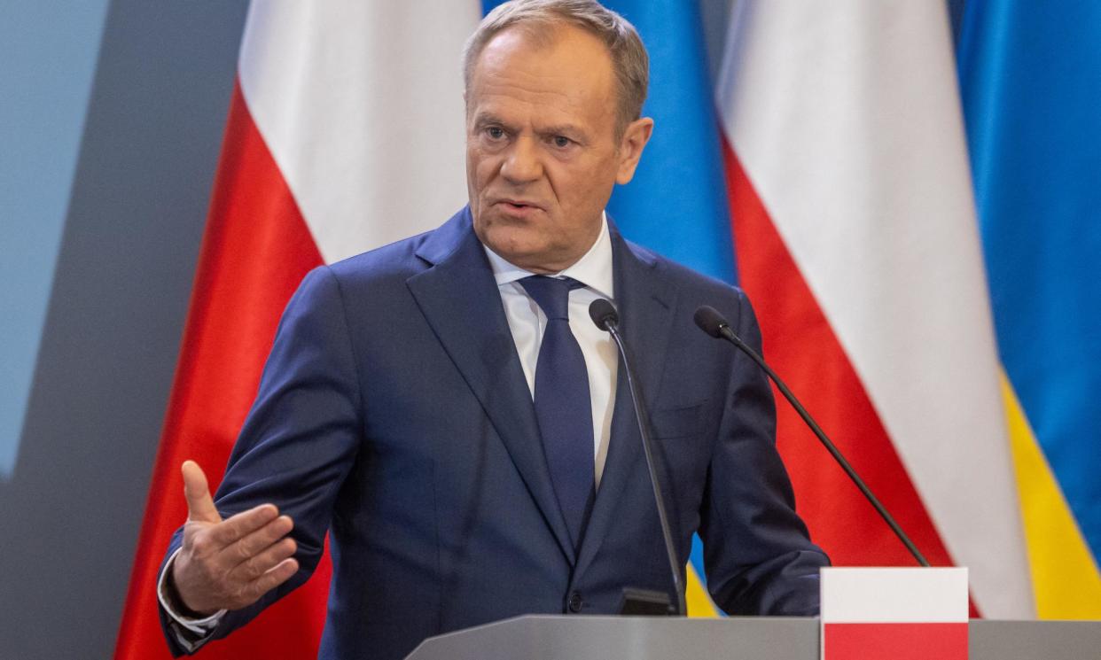 <span>Donald Tusk: ‘I don’t want to scare anyone, but war is no longer a concept from the past.’</span><span>Photograph: Wojtek Radwański/AFP/Getty Images</span>