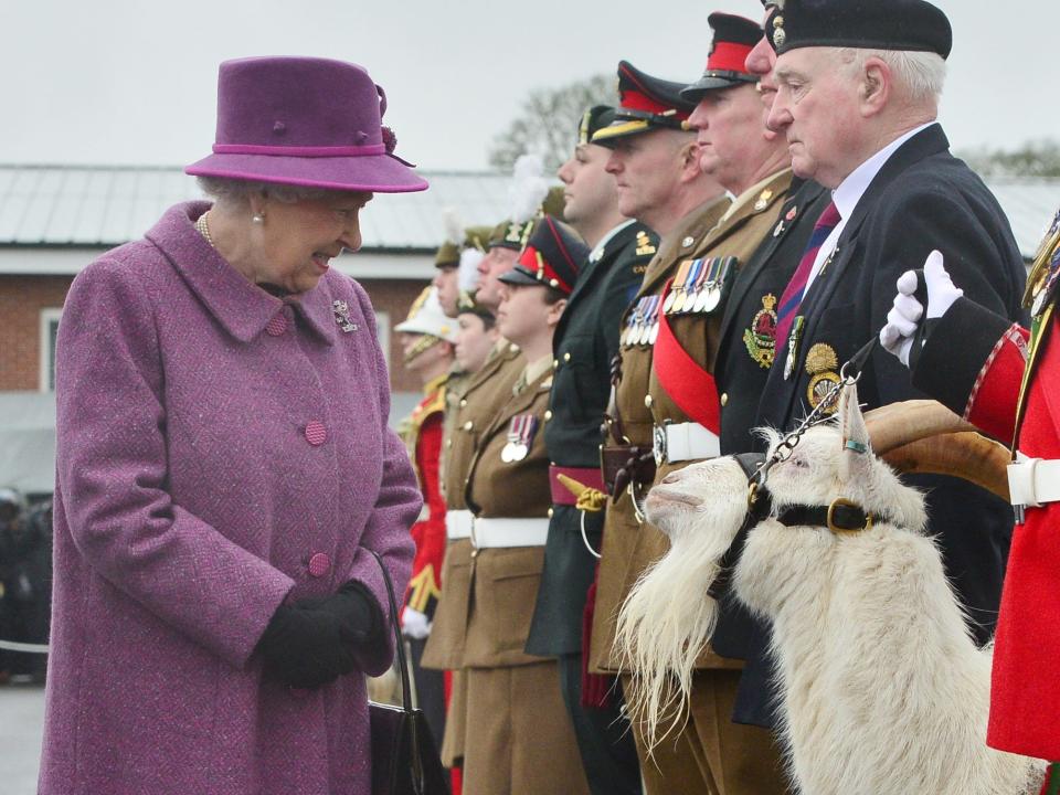 Queen Elizabeth meets a goat