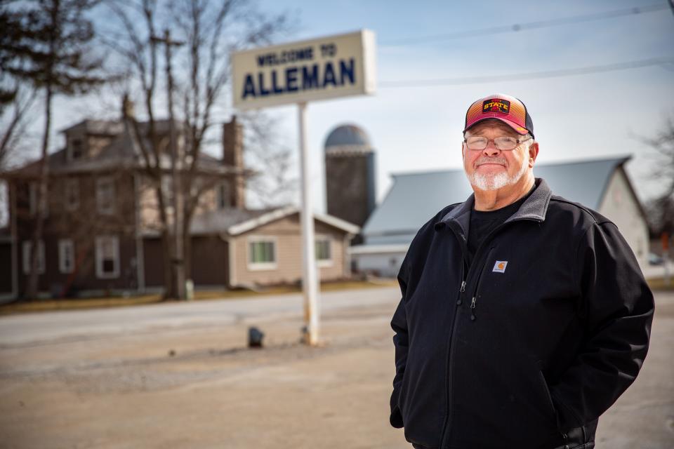 Alleman Mayor Bob Kramme stands for a photo in Alleman, a few miles north of Ankeny, on Monday, March 28, 2022.