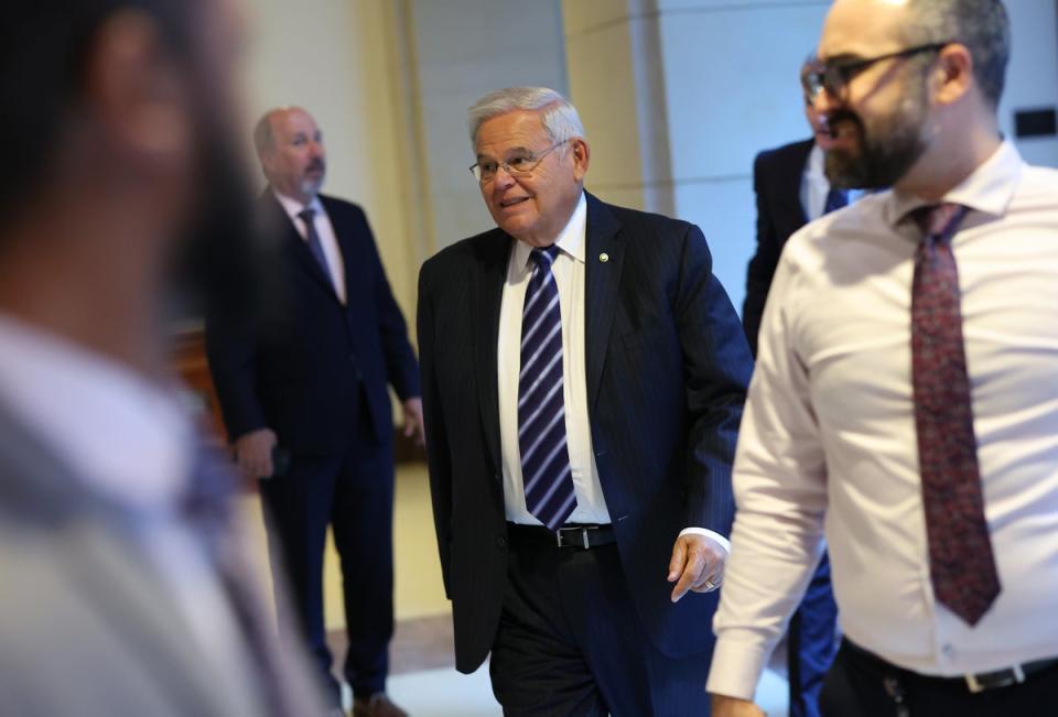 Menendez arrives for a briefing on Ukraine at the US Capitol on September 20, 2023 in Washington, DC (Getty Images)