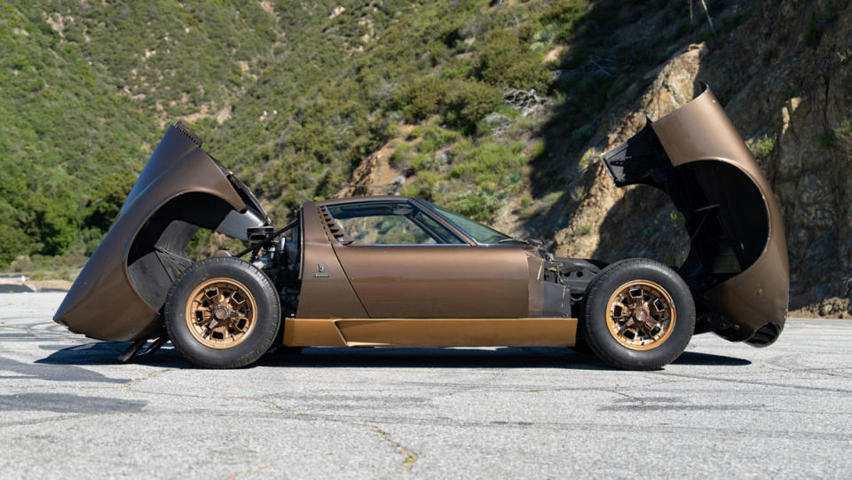 An unrestored 1970 Lamborghini Miura P400 S.