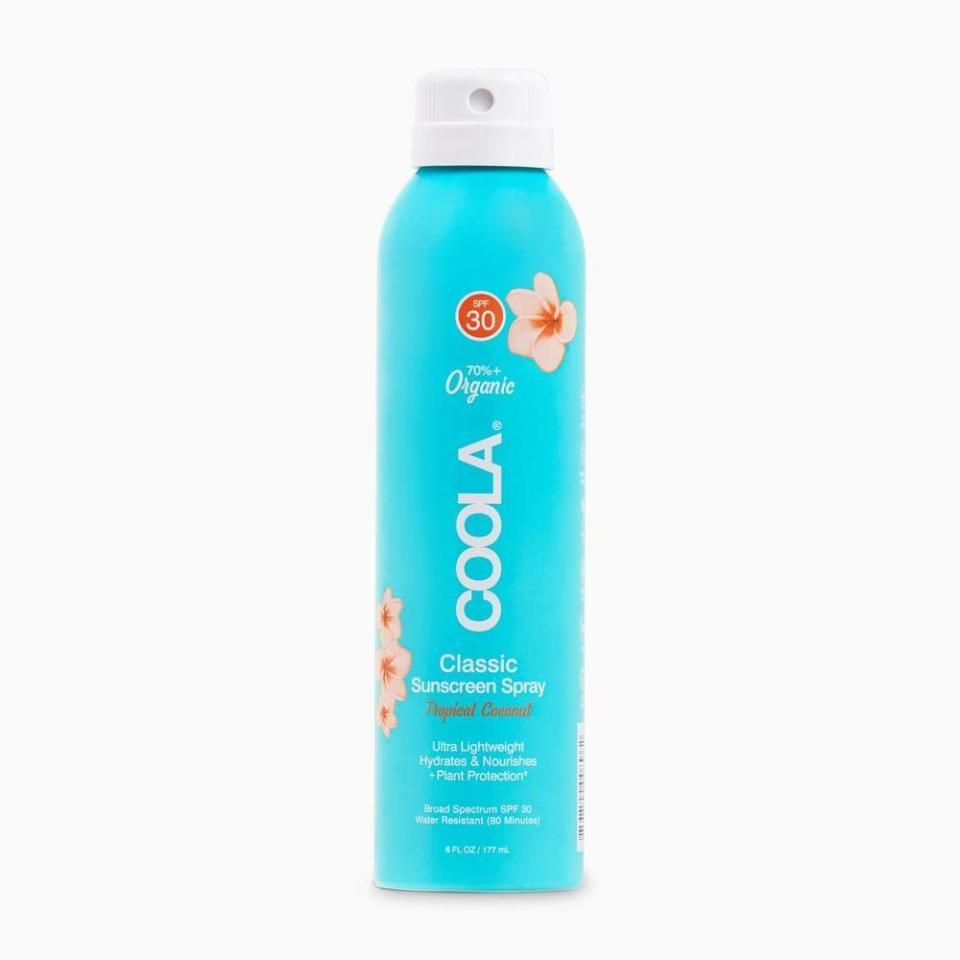 <p><strong>COOLA </strong></p><p>amazon.com</p><p><a href="https://www.amazon.com/dp/B07ZWM9N29?tag=syn-yahoo-20&ascsubtag=%5Bartid%7C10056.g.40119117%5Bsrc%7Cyahoo-us" rel="nofollow noopener" target="_blank" data-ylk="slk:Shop Now;elm:context_link;itc:0;sec:content-canvas" class="link ">Shop Now</a></p><p><del>$25</del> <strong>$17.50 (30% OFF)</strong></p><p>If you're not big on the traditional sunscreen smell, here's a scented mineral option that includes notes of coconut—that's available for 30 percent off.</p>