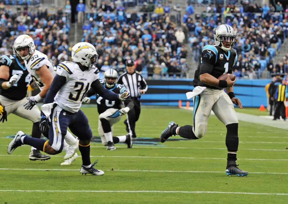 Cam Newton suffered a partially torn rotator cuff in the Panthers’ December win over the Chargers. (AP)