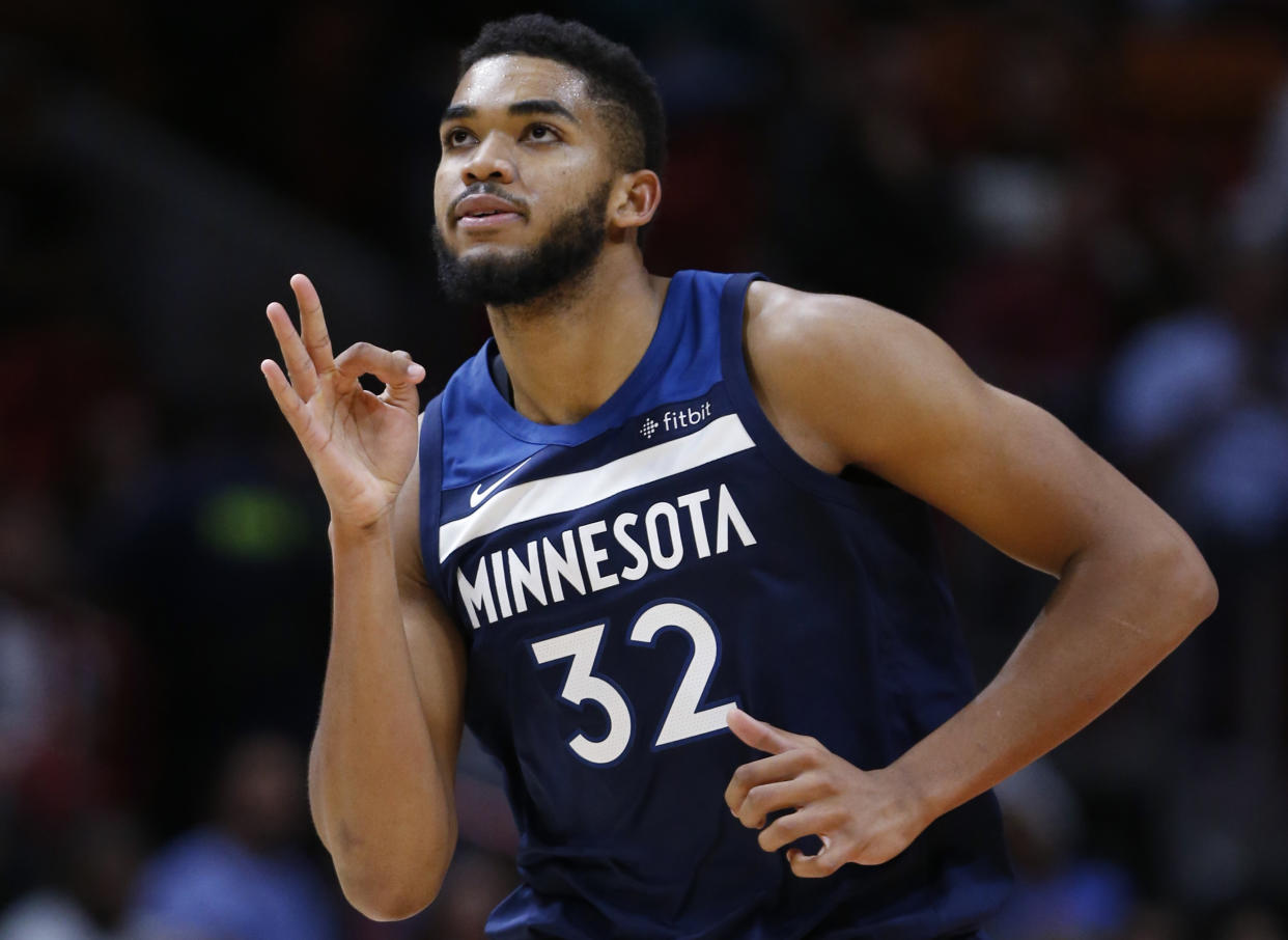 Karl-Anthony Towns is one of the NBA’s brightest young players — on and off the court. (AP)