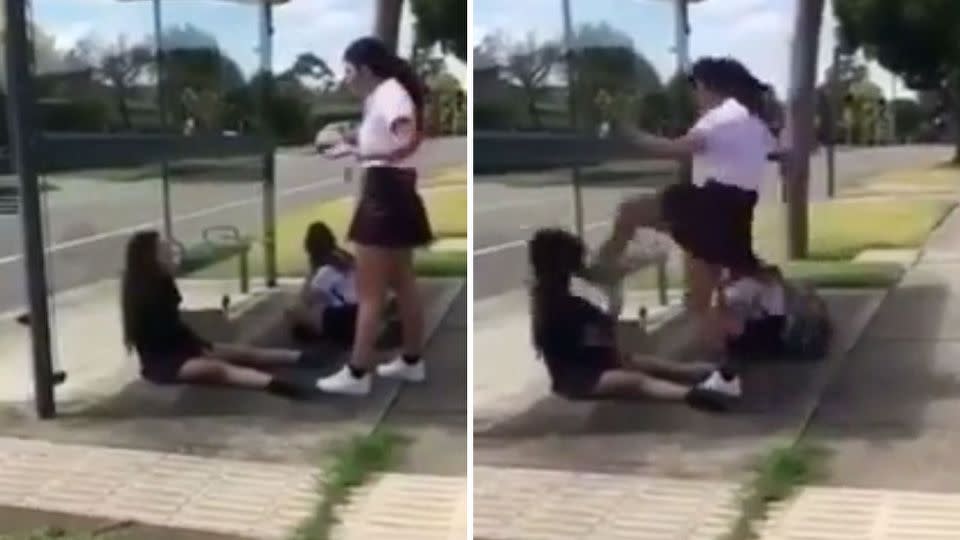 The victim could be heard asking the attacker to leave before she was kicked squarely in the face. Source: Supplied