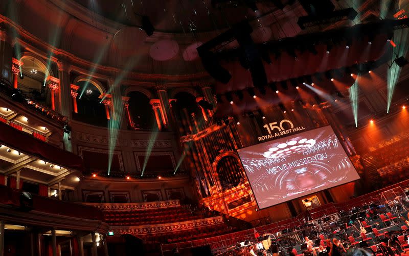 A technical rehearsal takes place before the 150th Anniversary Concert: David Arnold's 'A circle of sound', at the Royal Albert Hall in London