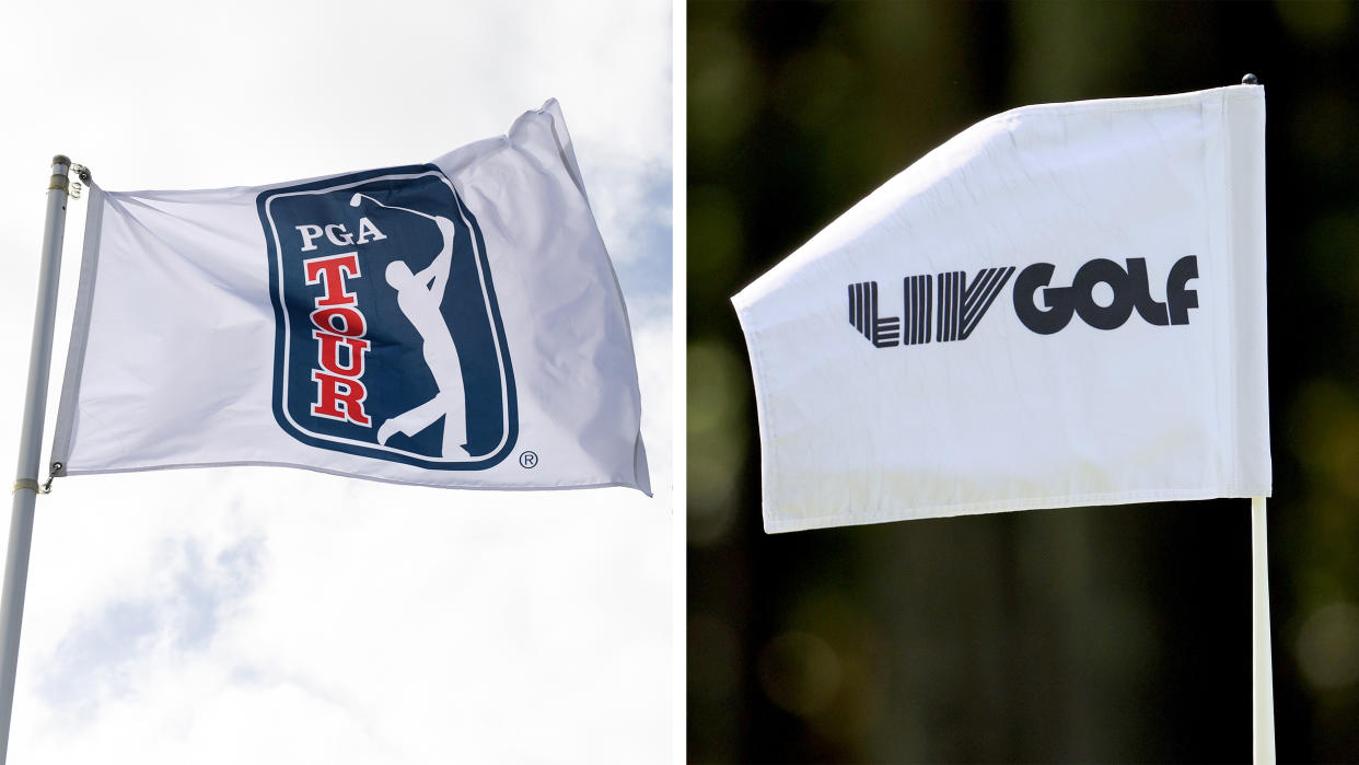  The PGA Tour and LIV Golf flags 